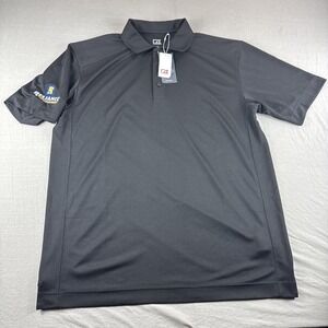 Cutter Buck Polo Mens L Black CB DryTec Golf Shirt Short Sleeve Performance NEW